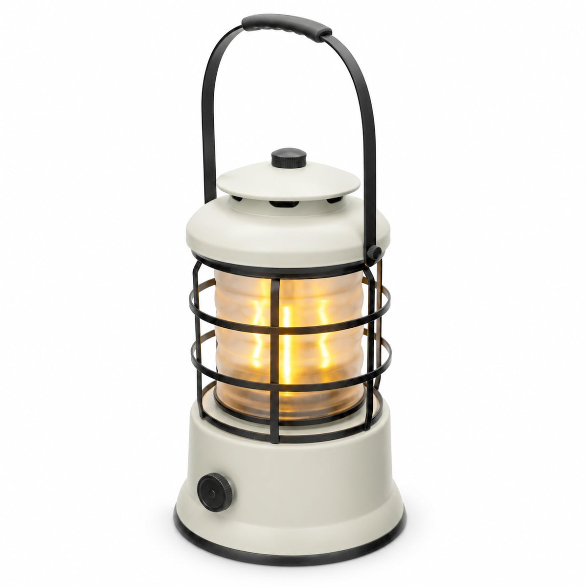 Rechargeable Camping Lantern, Vintage LED, Battery Powered, Black