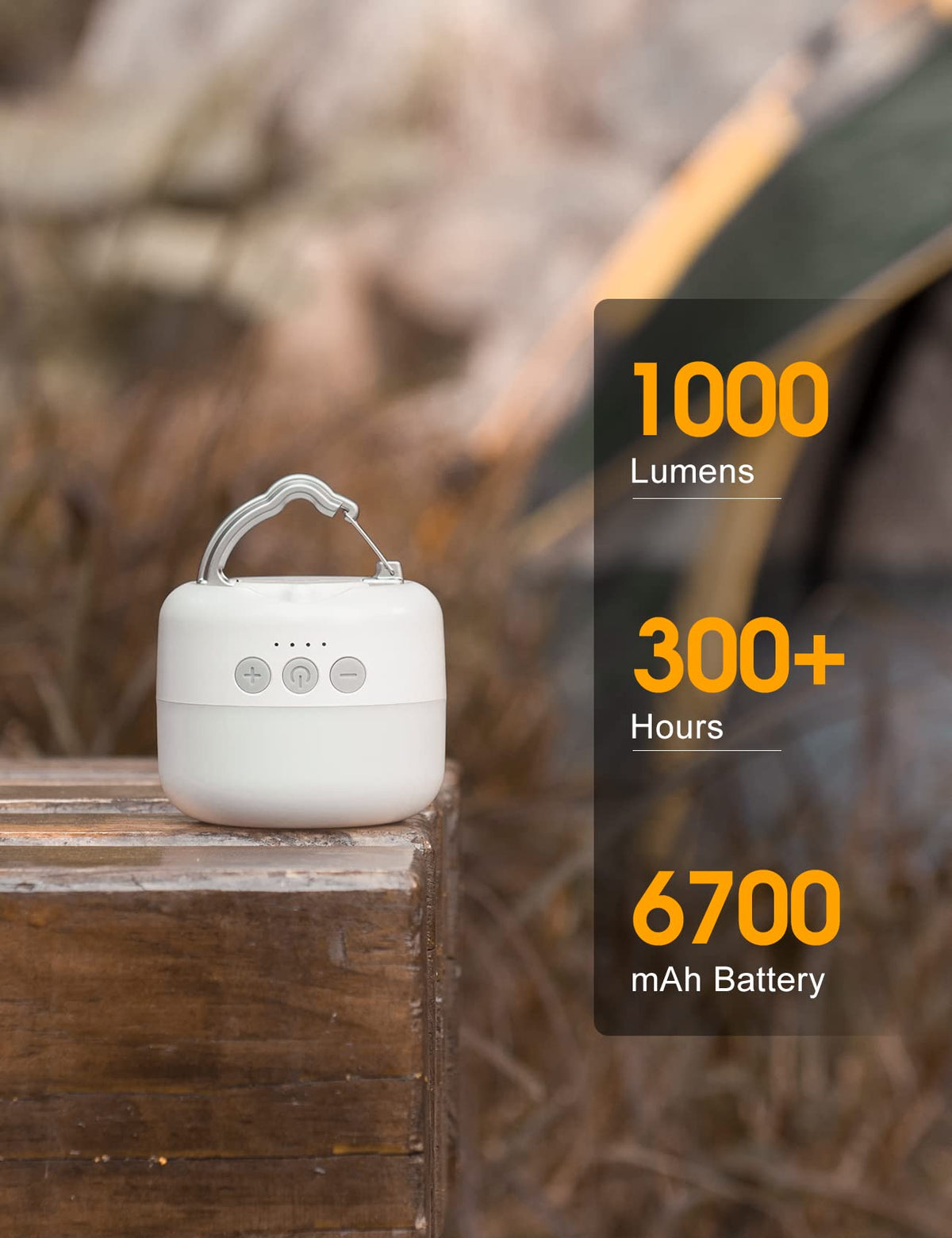 ZMNT LED Camping Lantern Rechargeable 1000LM, Up to 300H Running Time Camping Tent Light, 6700mAh Emergency Hanging Light for Hurricane, Power Outages, Home, Hiking, Water-Resistant, Black