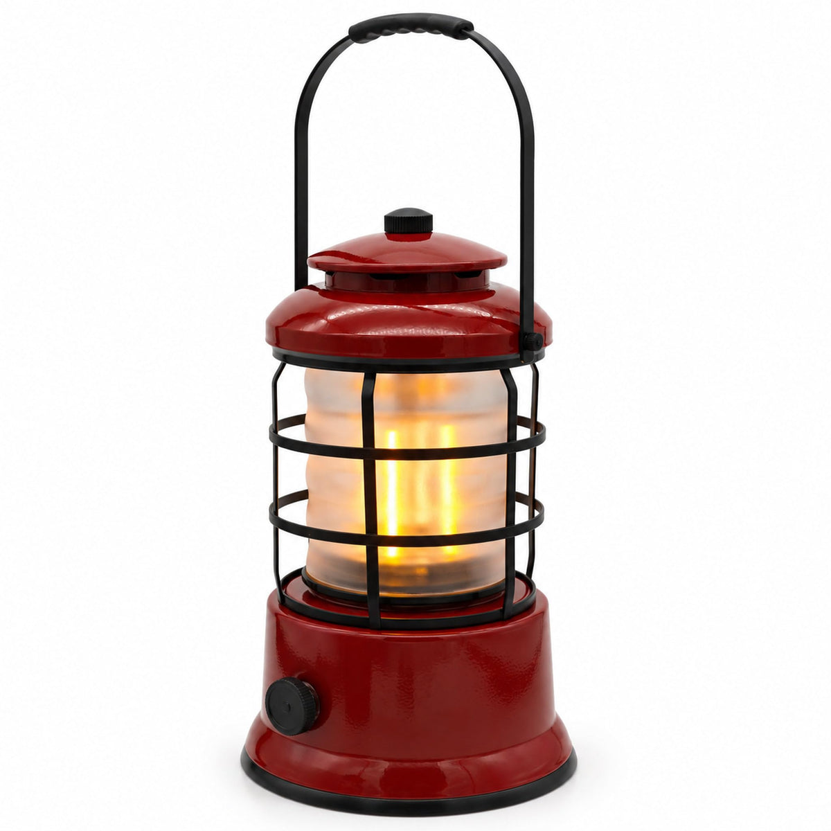 Rechargeable Camping Lantern, Vintage LED, Battery Powered, Black