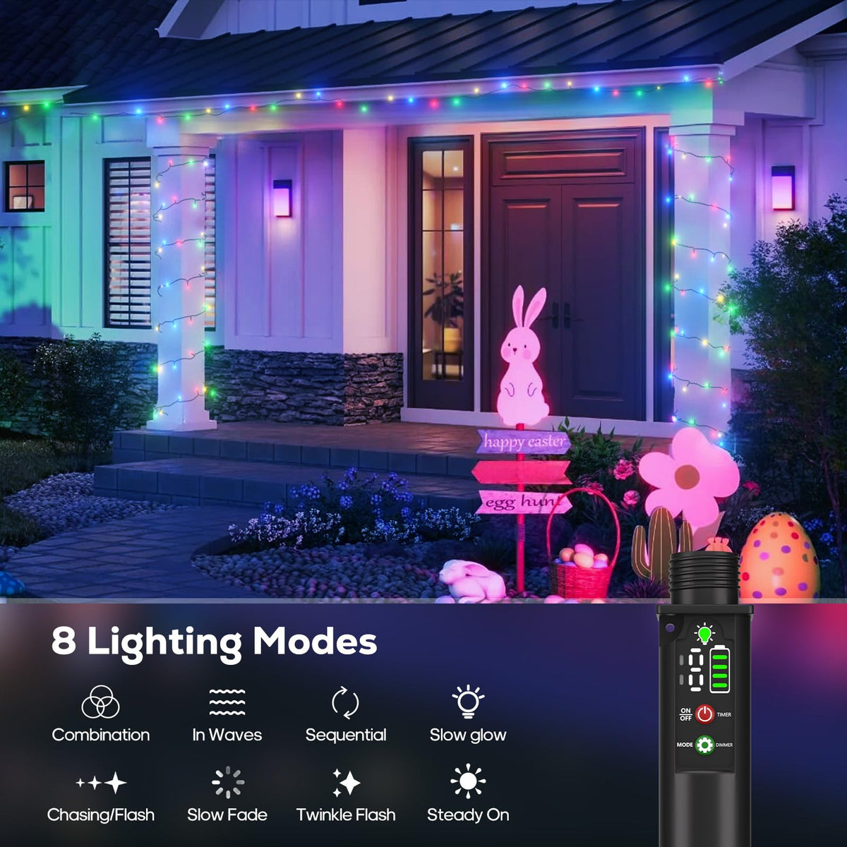 Rechargeable String Lights, 33ft 200LED Rechargeable Fairy Lights with Remote, Timer, IP65 Waterproof Portable Camping Lights for Tent, Patio, Bedroom, Outdoor Decor(Warm White)