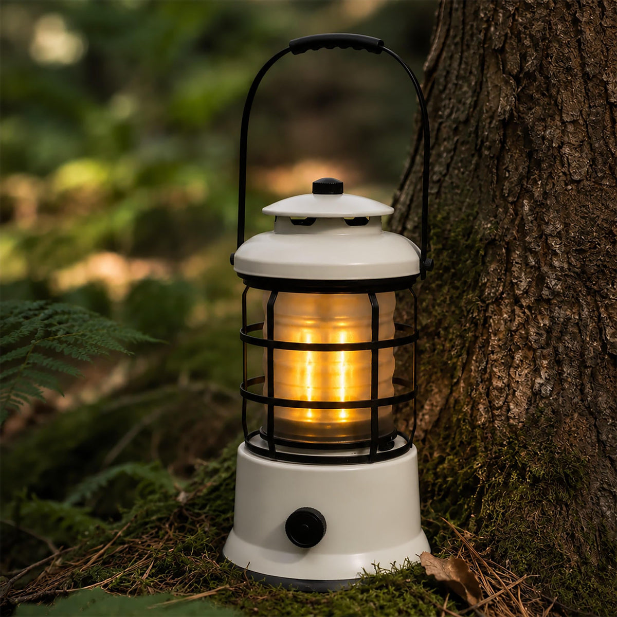 Rechargeable Camping Lantern, Vintage LED, Battery Powered, Black