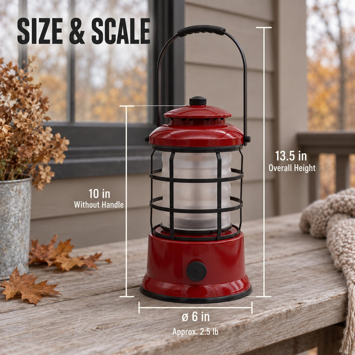 Rechargeable Camping Lantern, Vintage LED, Battery Powered, Black