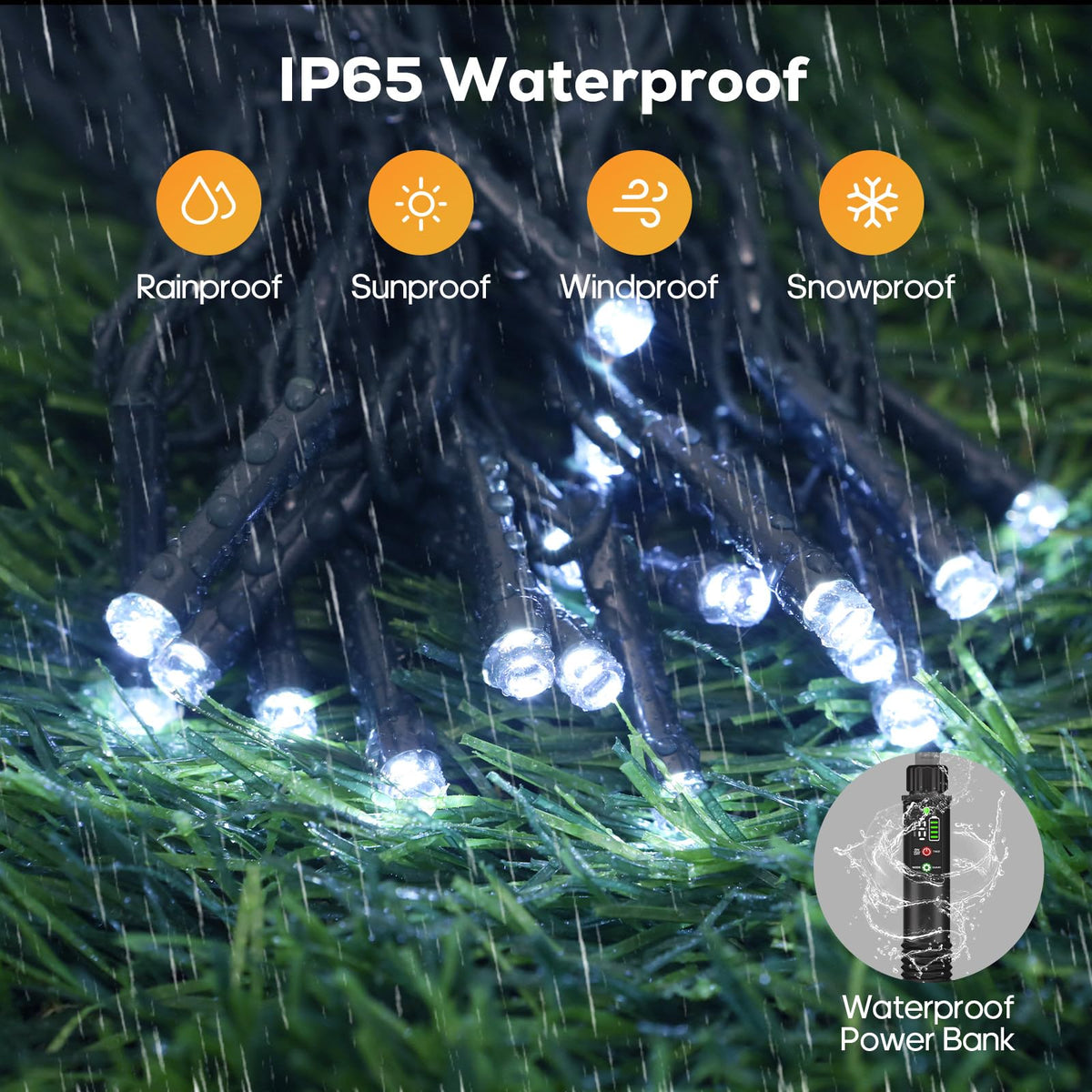 Rechargeable String Lights, 33ft 200LED Rechargeable Fairy Lights with Remote, Timer, IP65 Waterproof Portable Camping Lights for Tent, Patio, Bedroom, Outdoor Decor(Warm White)